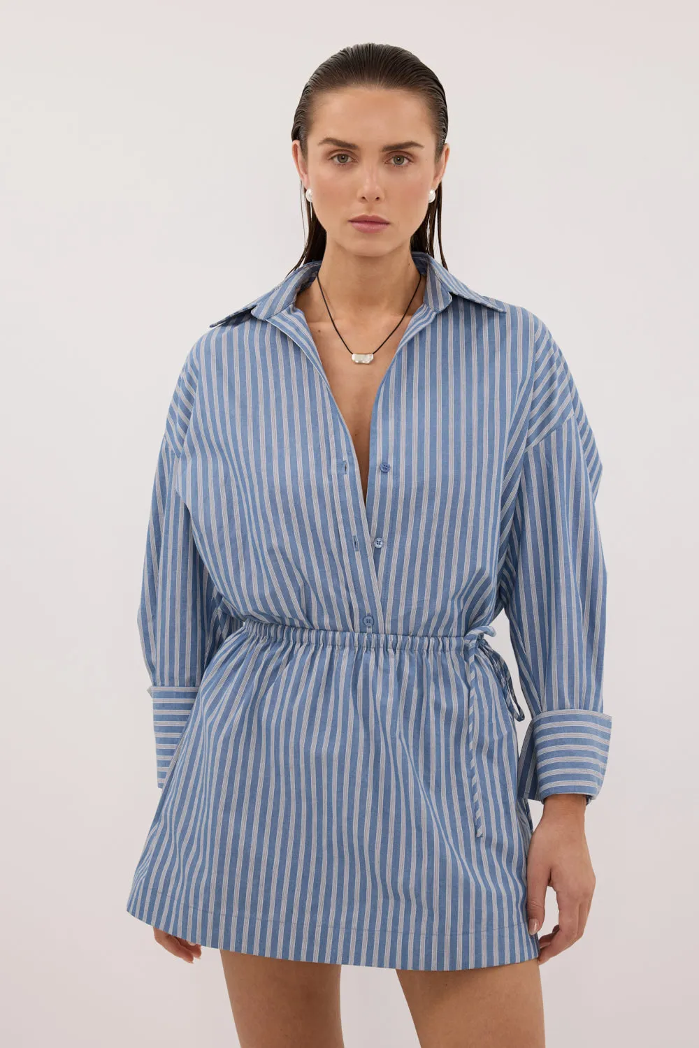 GRACIE BLUE STRIPE MINI SKIRT sold by Dissh product image thumbnail 2