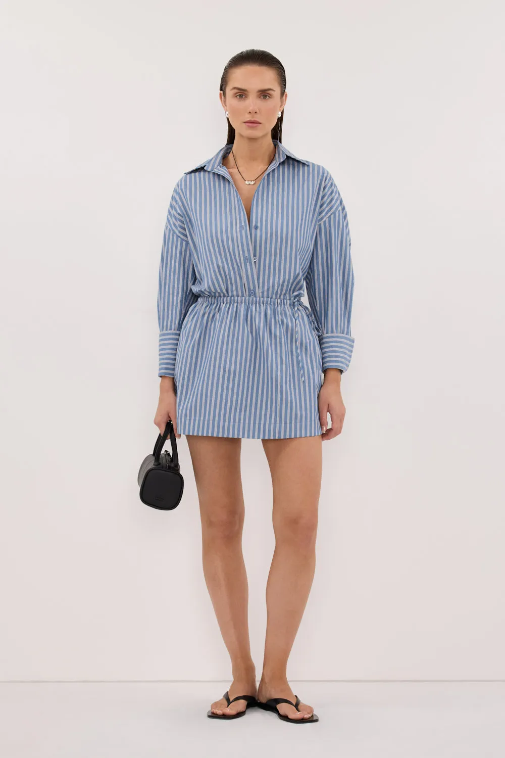 GRACIE LONG SLEEVE BLUE STRIPE SHIRT sold by Dissh