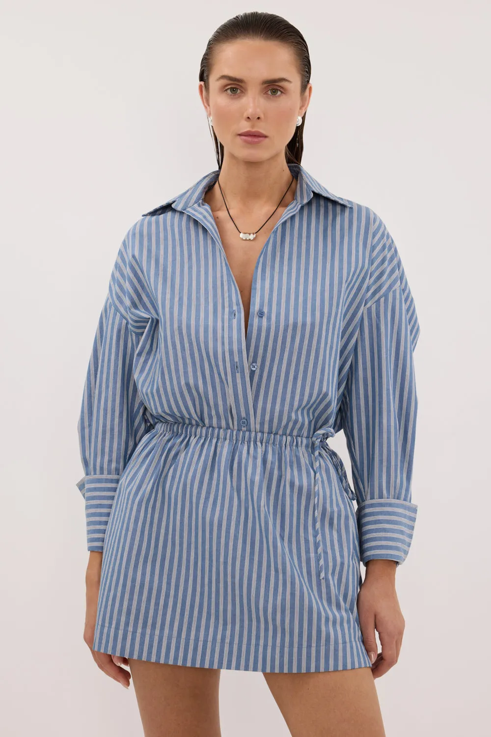 GRACIE LONG SLEEVE BLUE STRIPE SHIRT sold by Dissh product image thumbnail 2