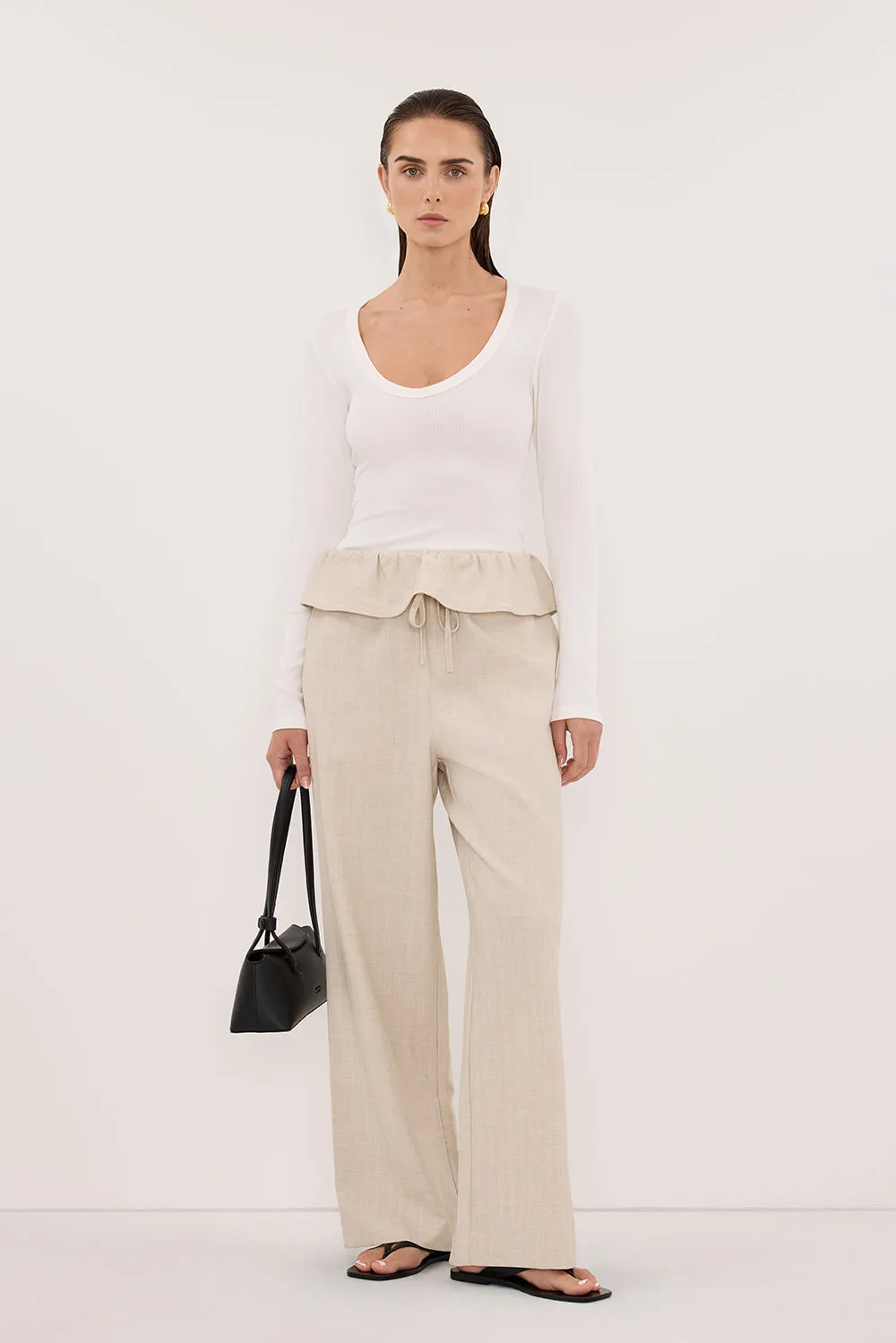 YASMIN OFF WHITE LONG SLEEVE KNIT TOP sold by Dissh