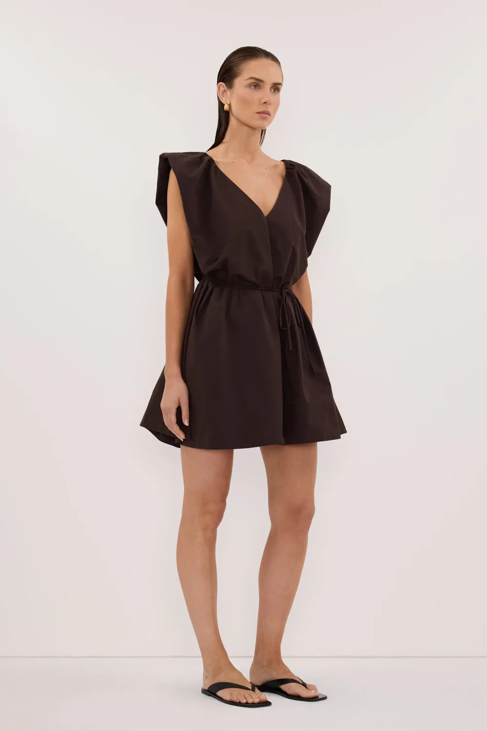 SABRE BURNT CHOC COTTON MINI DRESS sold by Dissh product image thumbnail 3