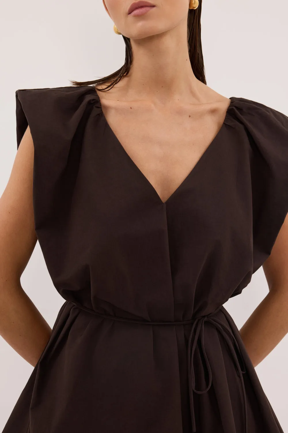 SABRE BURNT CHOC COTTON MINI DRESS sold by Dissh product image thumbnail 5