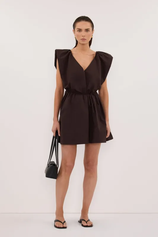 SABRE BURNT CHOC COTTON MINI DRESS sold by Dissh
