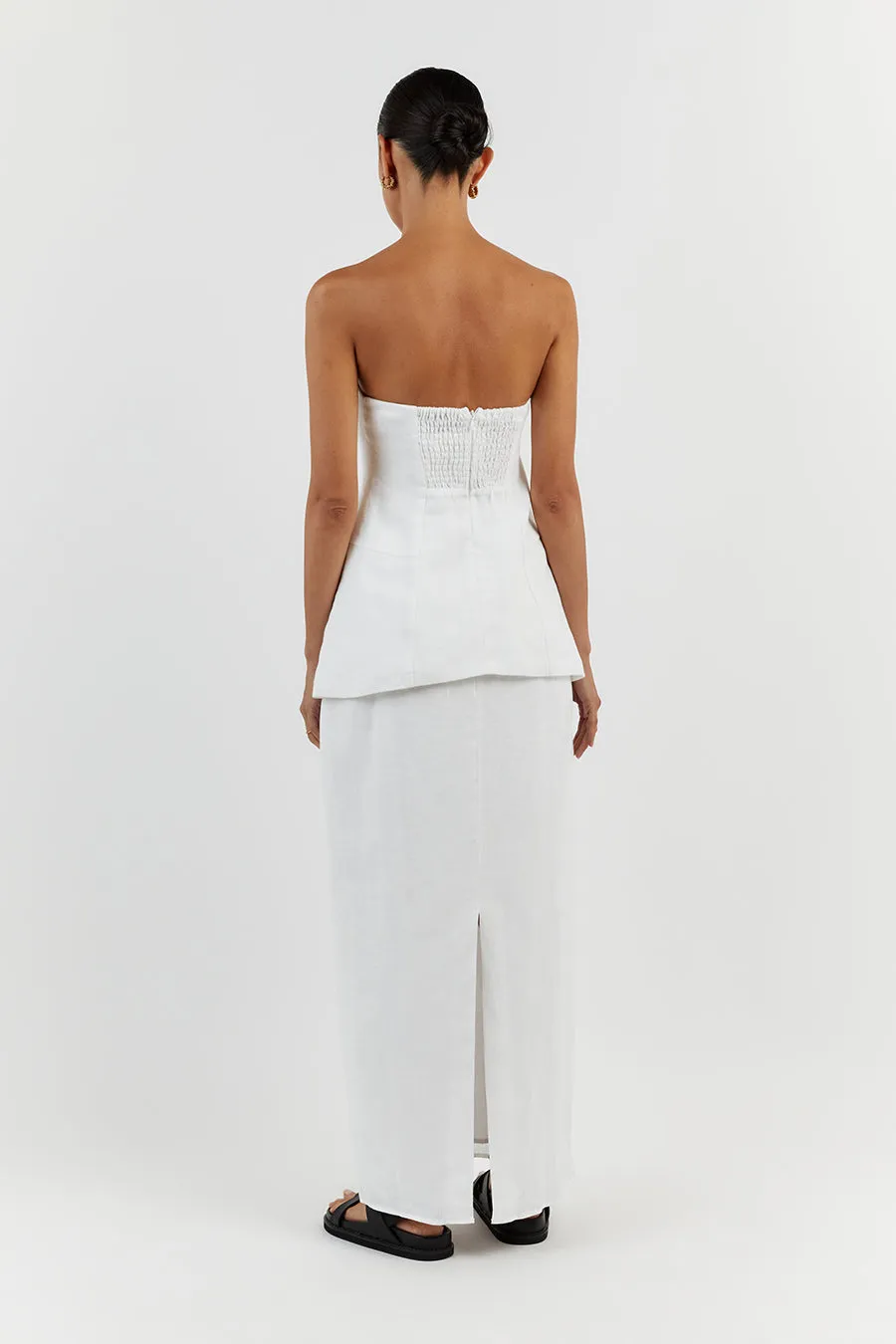 LARA WHITE LINEN STRAPLESS TOP sold by Dissh product image thumbnail 4