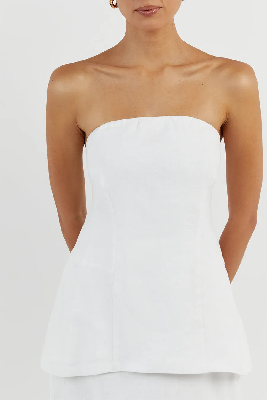 LARA WHITE LINEN STRAPLESS TOP sold by Dissh product image thumbnail 5