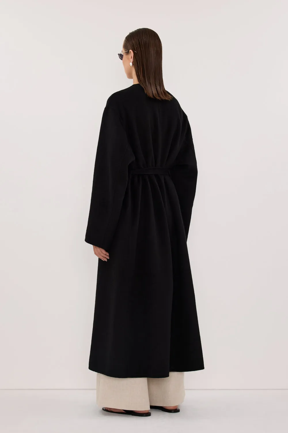 GRETA BLACK COLLARLESS WOOL BLEND COAT sold by Dissh product image thumbnail 4