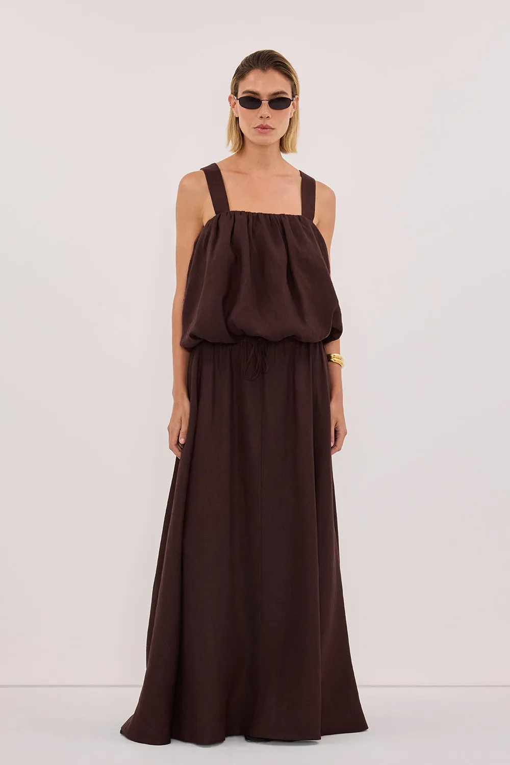 RAVELLO BURNT CHOC LINEN MIDI SKIRT sold by Dissh product image thumbnail 2