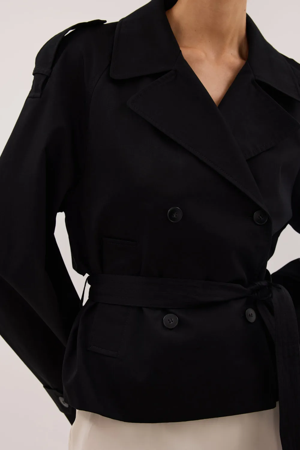 GABRIEL BLACK CROPPED TRENCH COAT sold by Dissh product image thumbnail 5