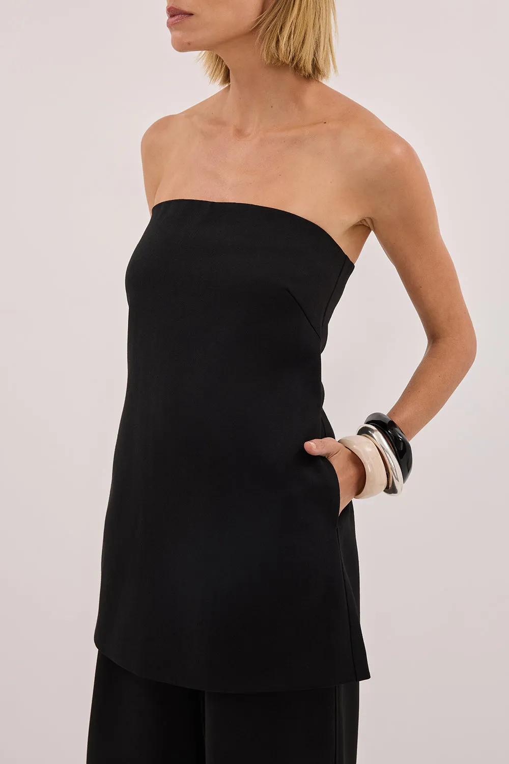 CYRUS BLACK STRAPLESS TUNIC TOP sold by Dissh product image thumbnail 5