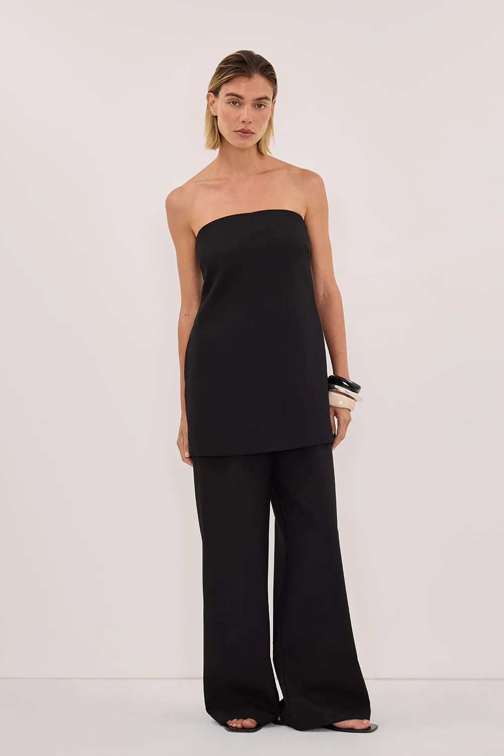 CYRUS BLACK STRAPLESS TUNIC TOP sold by Dissh