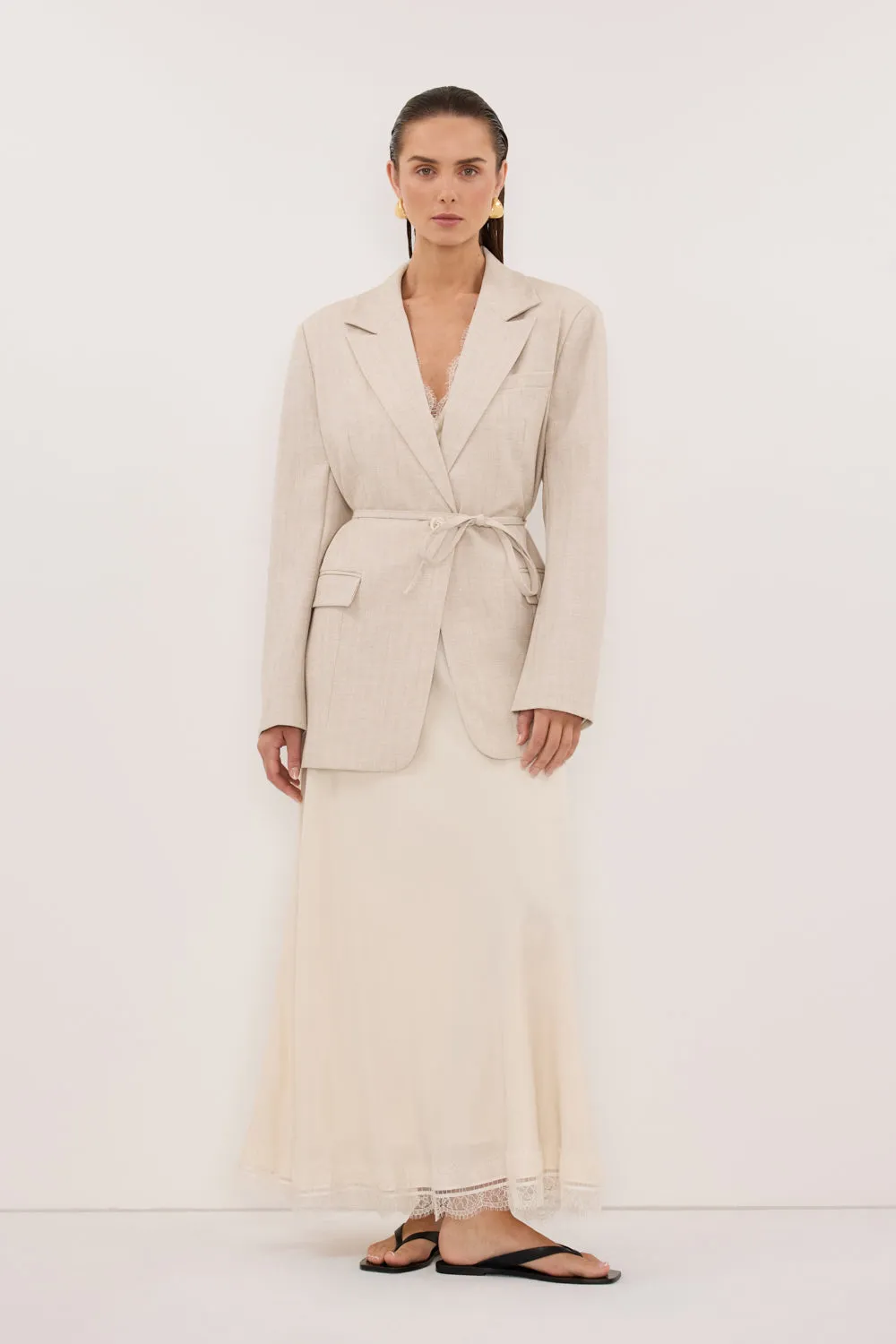 CYRUS NATURAL OVERSIZED TIE WAIST BLAZER sold by Dissh product image thumbnail 2