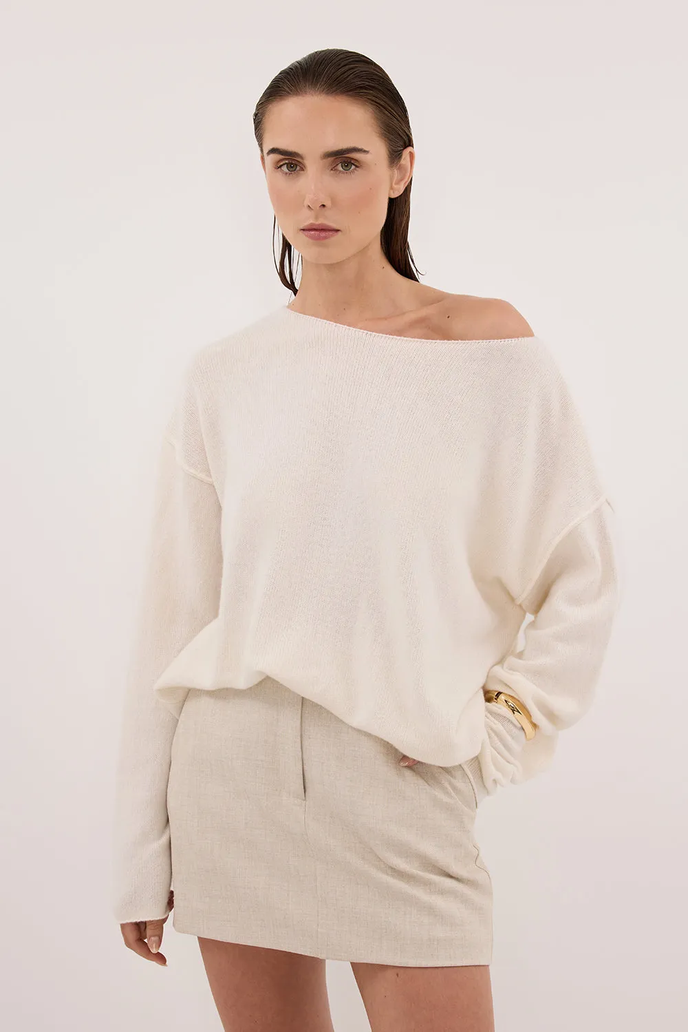 TESS IVORY BOATNECK KNIT JUMPER sold by Dissh product image thumbnail 2