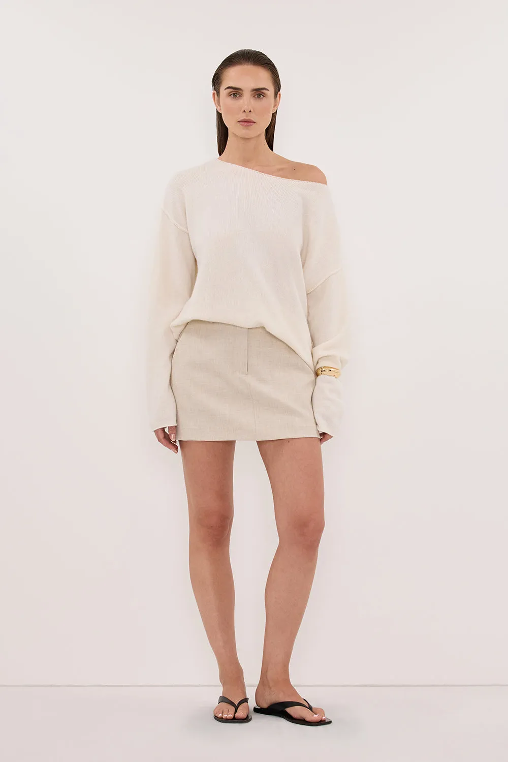 TESS IVORY BOATNECK KNIT JUMPER sold by Dissh
