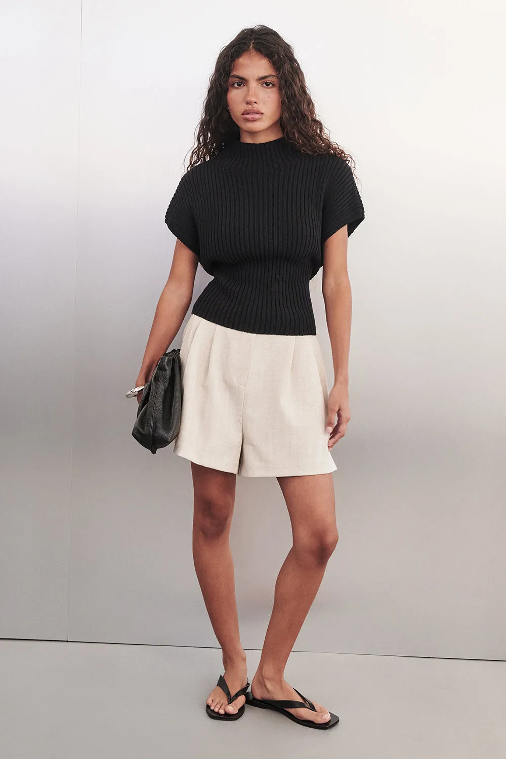 DELLA BLACK KNIT TOP sold by Dissh