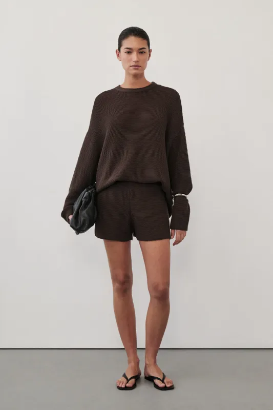 THEA BURNT CHOC COTTON KNIT JUMPER sold by Dissh