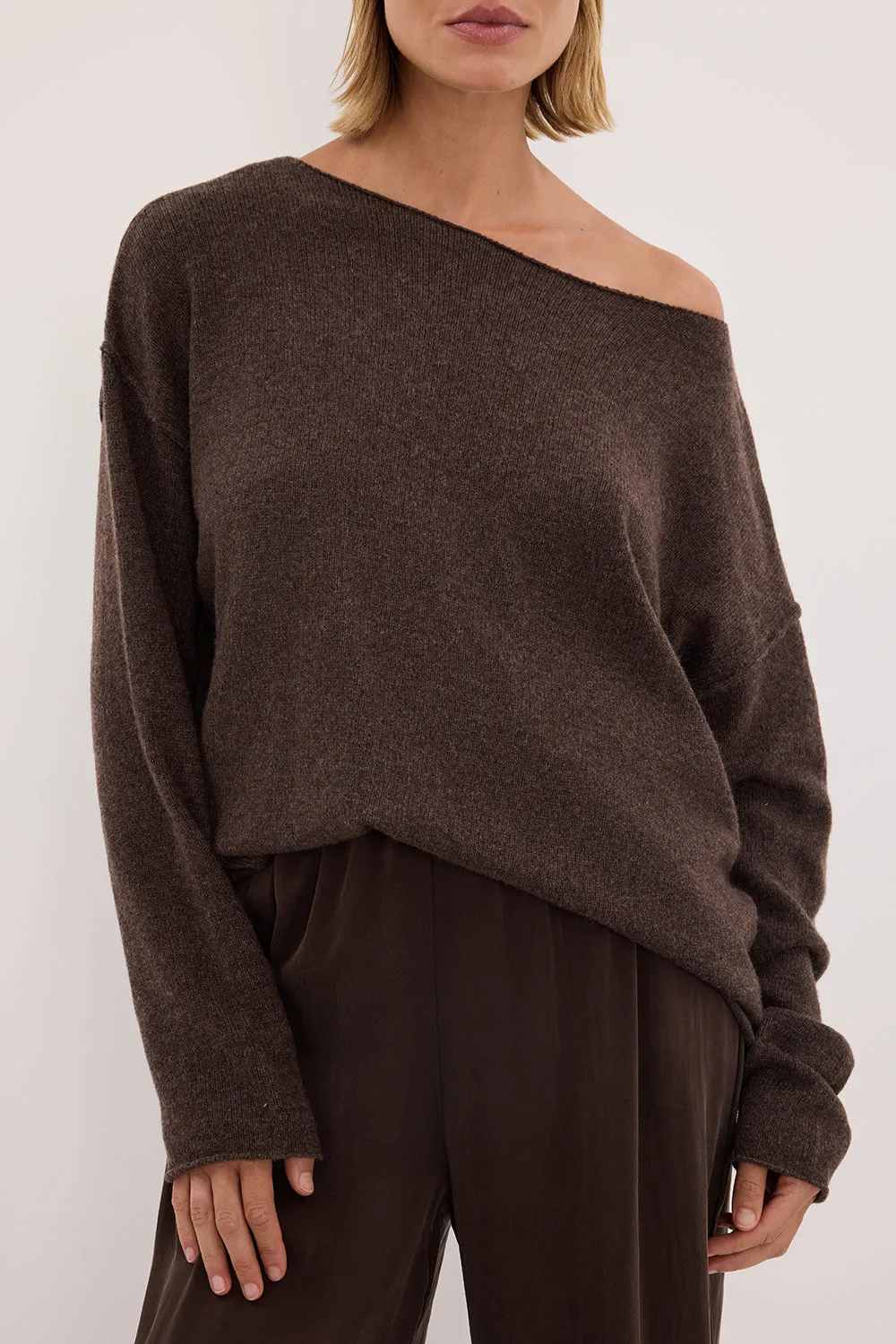 TESS CHOC MARLE BOATNECK KNIT JUMPER sold by Dissh product image thumbnail 5
