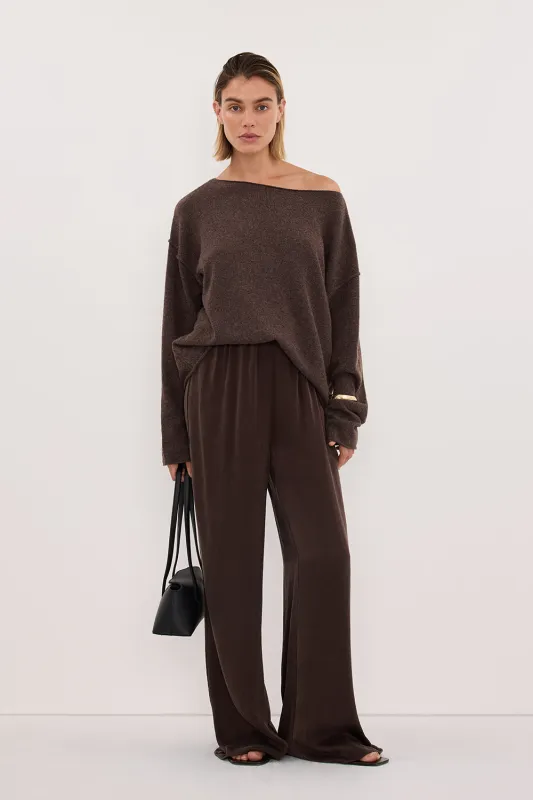 TESS CHOC MARLE BOATNECK KNIT JUMPER sold by Dissh