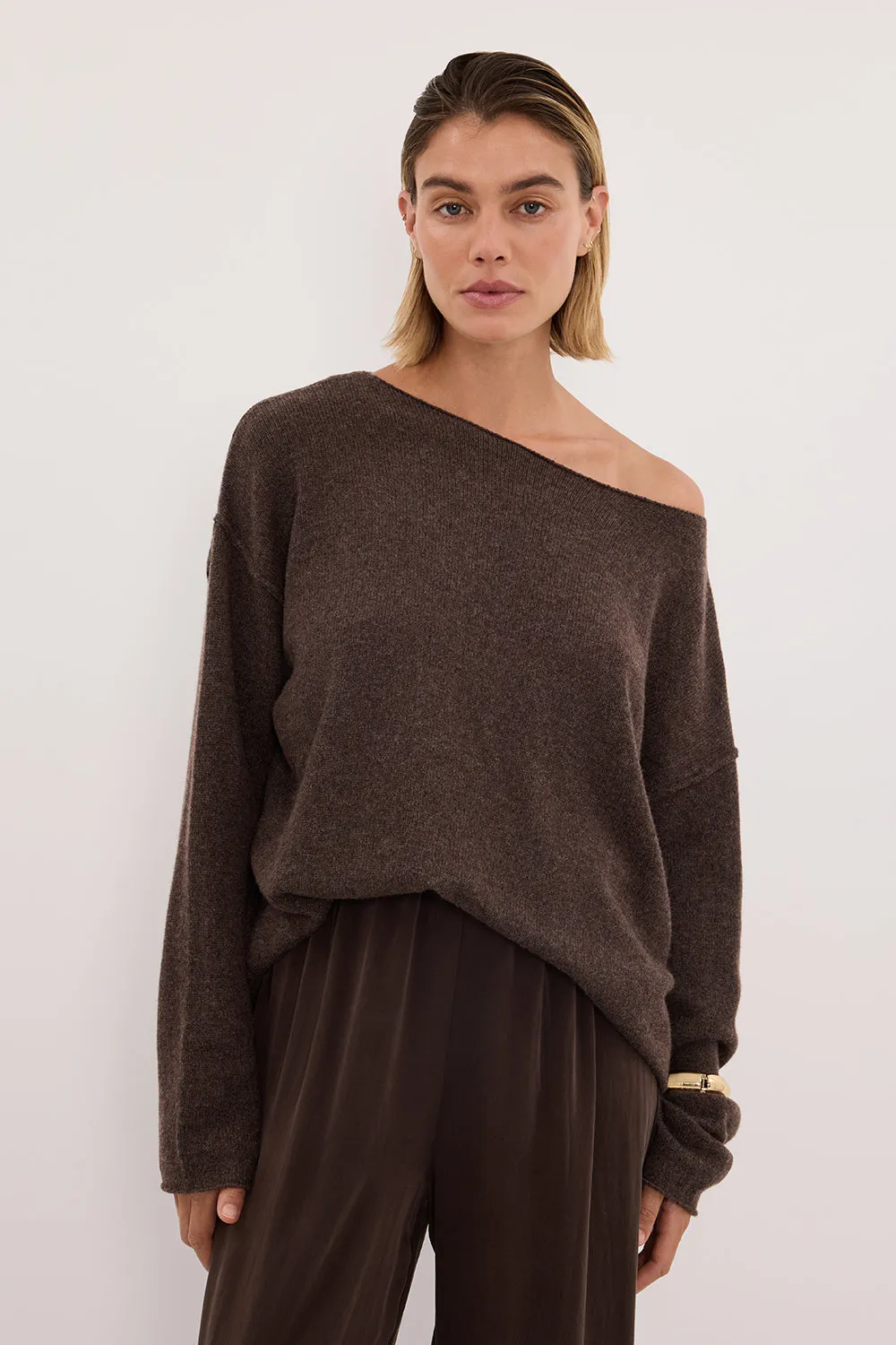 TESS CHOC MARLE BOATNECK KNIT JUMPER sold by Dissh product image thumbnail 2