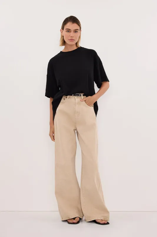 SLOANE BLACK COTTON LONGLINE TEE sold by Dissh