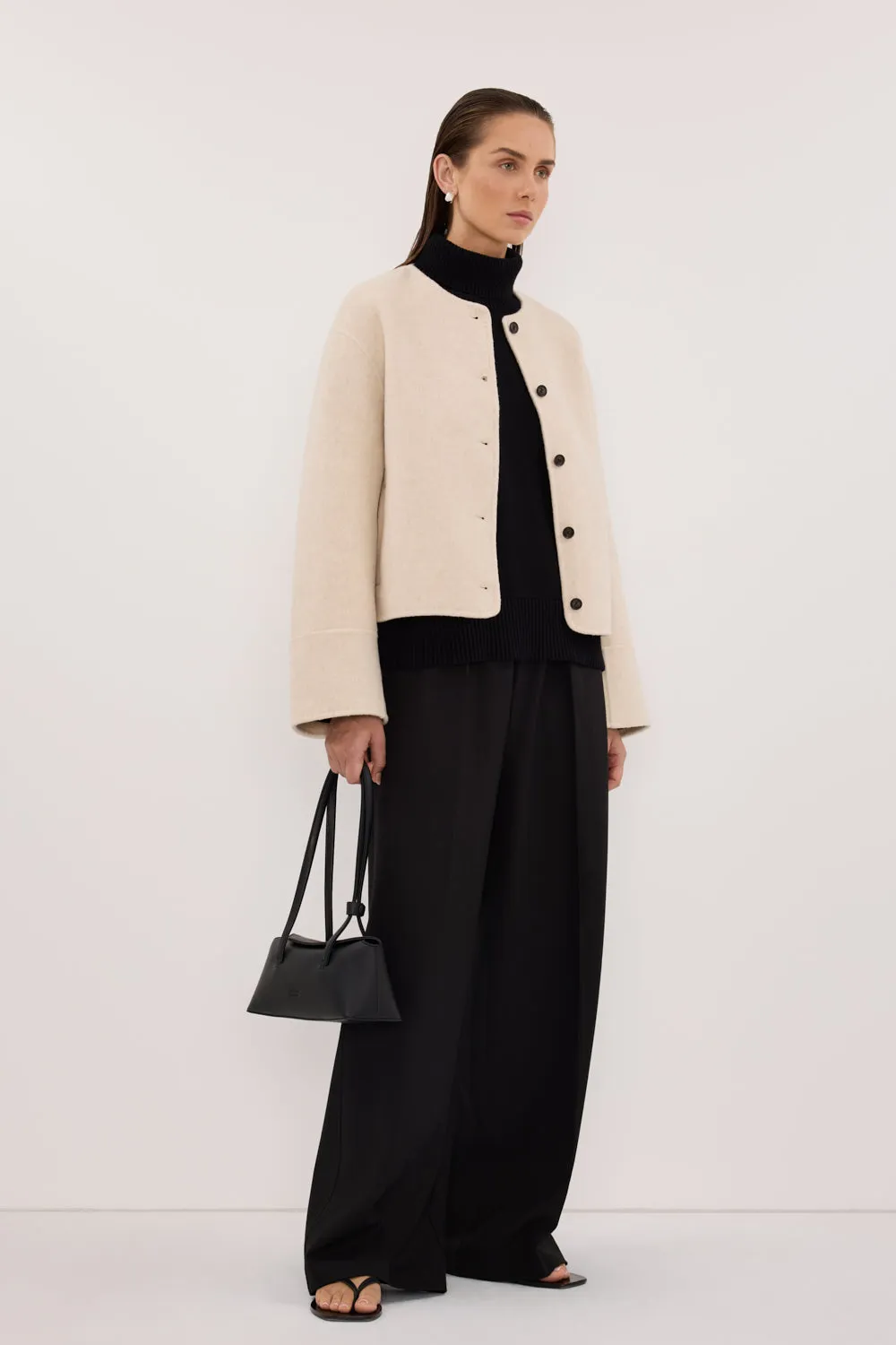 JACLYN IVORY MARLE CROPPED WOOL BLEND COAT sold by Dissh product image thumbnail 3