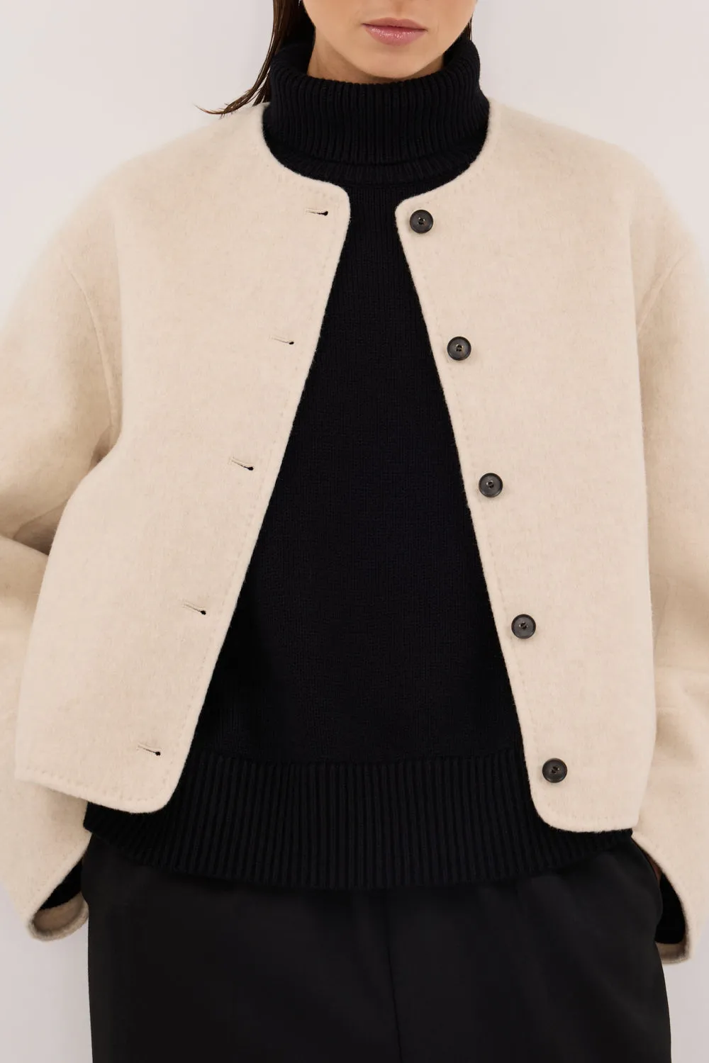 JACLYN IVORY MARLE CROPPED WOOL BLEND COAT sold by Dissh product image thumbnail 5