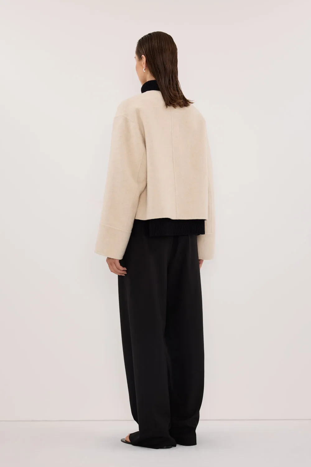 JACLYN IVORY MARLE CROPPED WOOL BLEND COAT sold by Dissh product image thumbnail 4