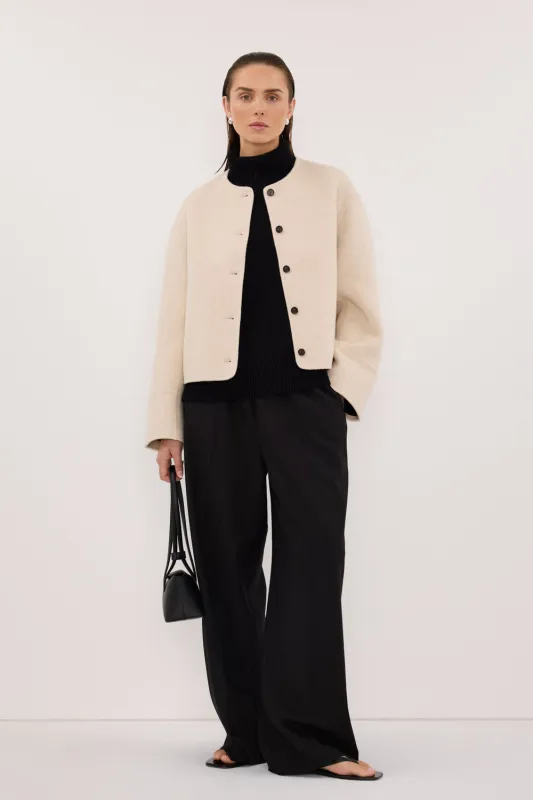 JACLYN IVORY MARLE CROPPED WOOL BLEND COAT made by Dissh