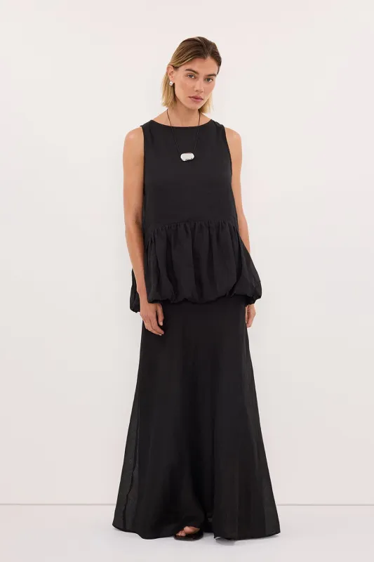 ARLO BLACK RAMIE DROP WAIST TOP made by Dissh