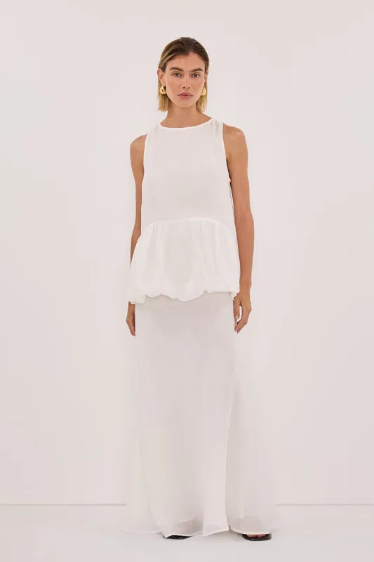 ARLO WHITE RAMIE DROP WAIST TOP made by Dissh