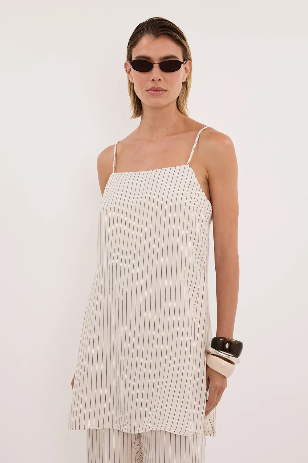 AMARA CREAM STRIPE CUPRO CAMI TOP sold by Dissh product image thumbnail 3