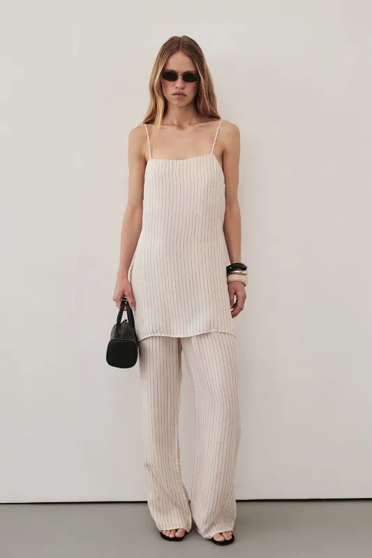 AMARA CREAM STRIPE CUPRO CAMI TOP made by Dissh