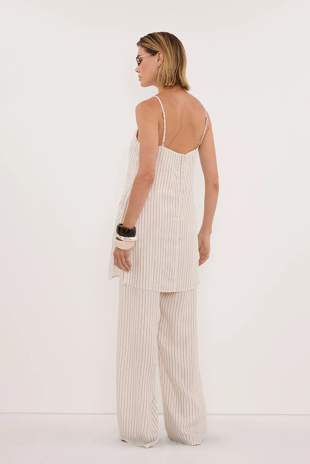 AMARA CREAM STRIPE CUPRO PANT sold by Dissh product image thumbnail 5