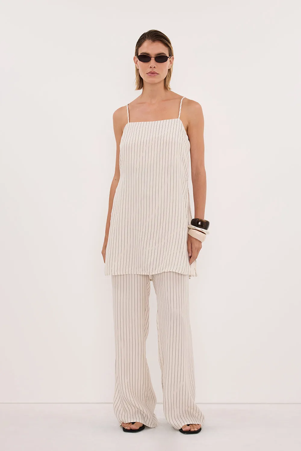 AMARA CREAM STRIPE CUPRO PANT sold by Dissh product image thumbnail 2