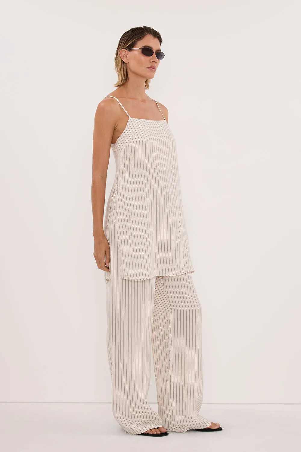 AMARA CREAM STRIPE CUPRO PANT sold by Dissh product image thumbnail 4