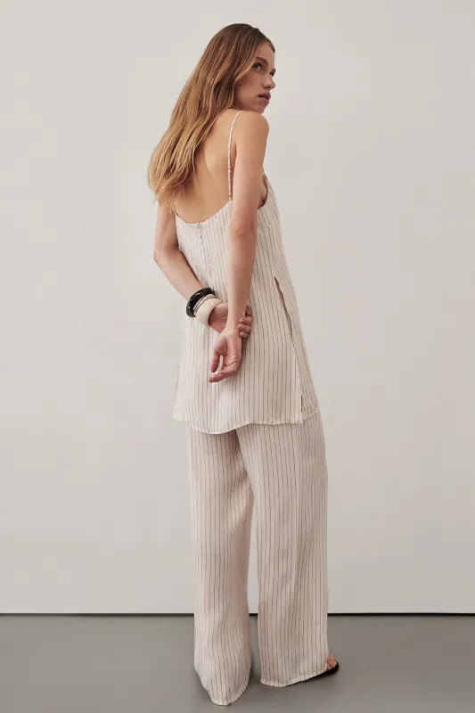 AMARA CREAM STRIPE CUPRO PANT sold by Dissh