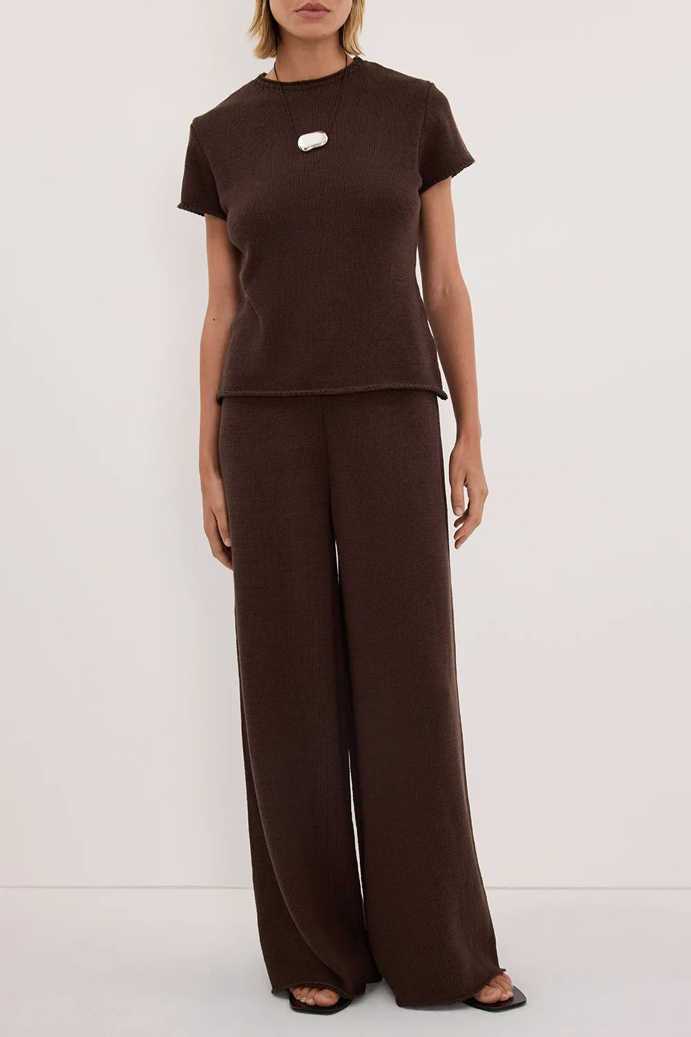 ORIA BURNT CHOC COTTON KNIT PANT sold by Dissh product image thumbnail 2