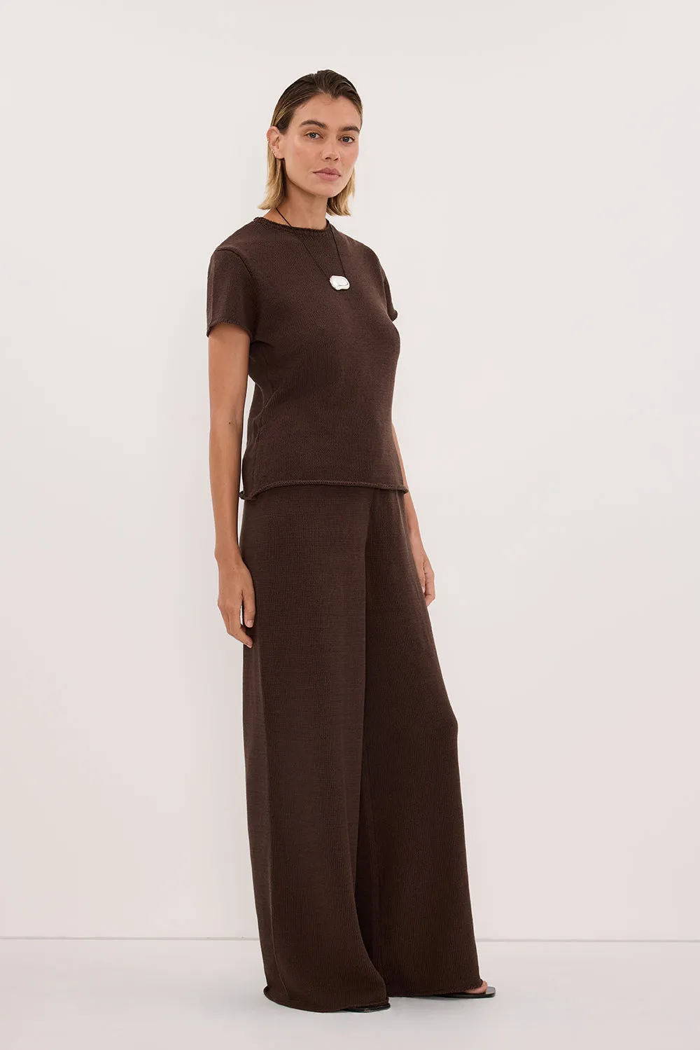 ORIA BURNT CHOC COTTON KNIT PANT sold by Dissh product image thumbnail 3