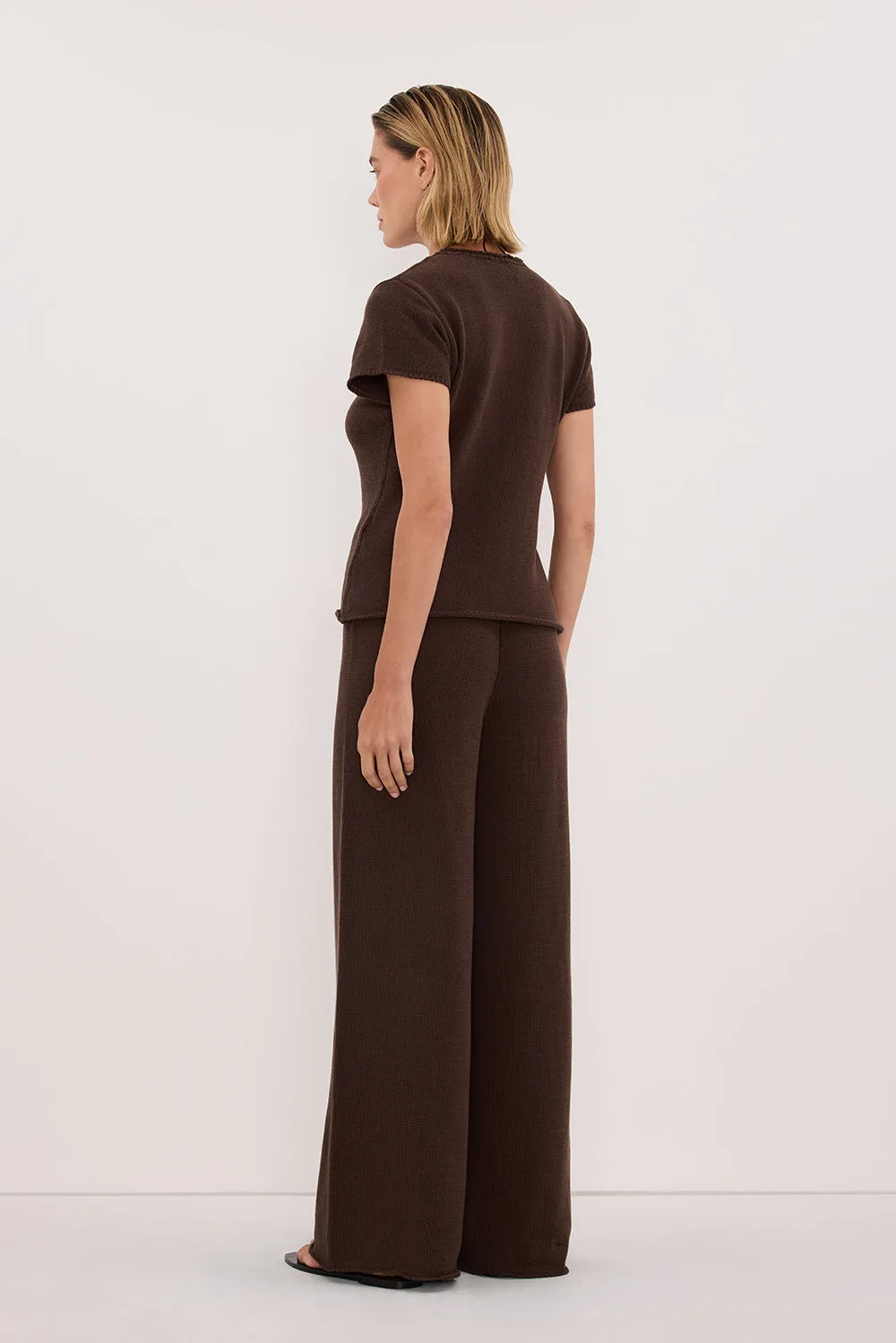 ORIA BURNT CHOC COTTON KNIT PANT sold by Dissh product image thumbnail 4