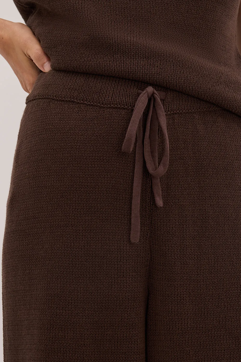ORIA BURNT CHOC COTTON KNIT PANT sold by Dissh product image thumbnail 5