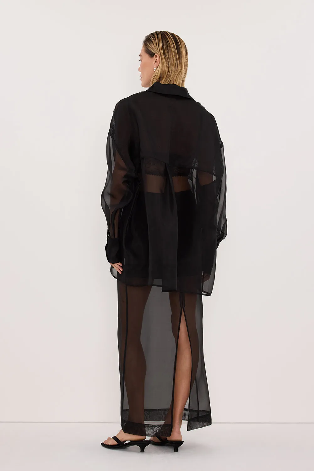 SIAN BLACK SILK ORGANZA SHIRT sold by Dissh product image thumbnail 5