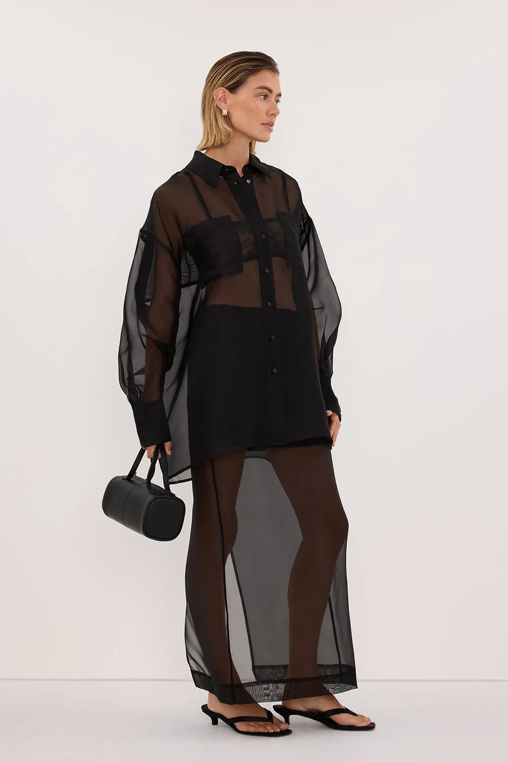 SIAN BLACK SILK ORGANZA SHIRT sold by Dissh product image thumbnail 4