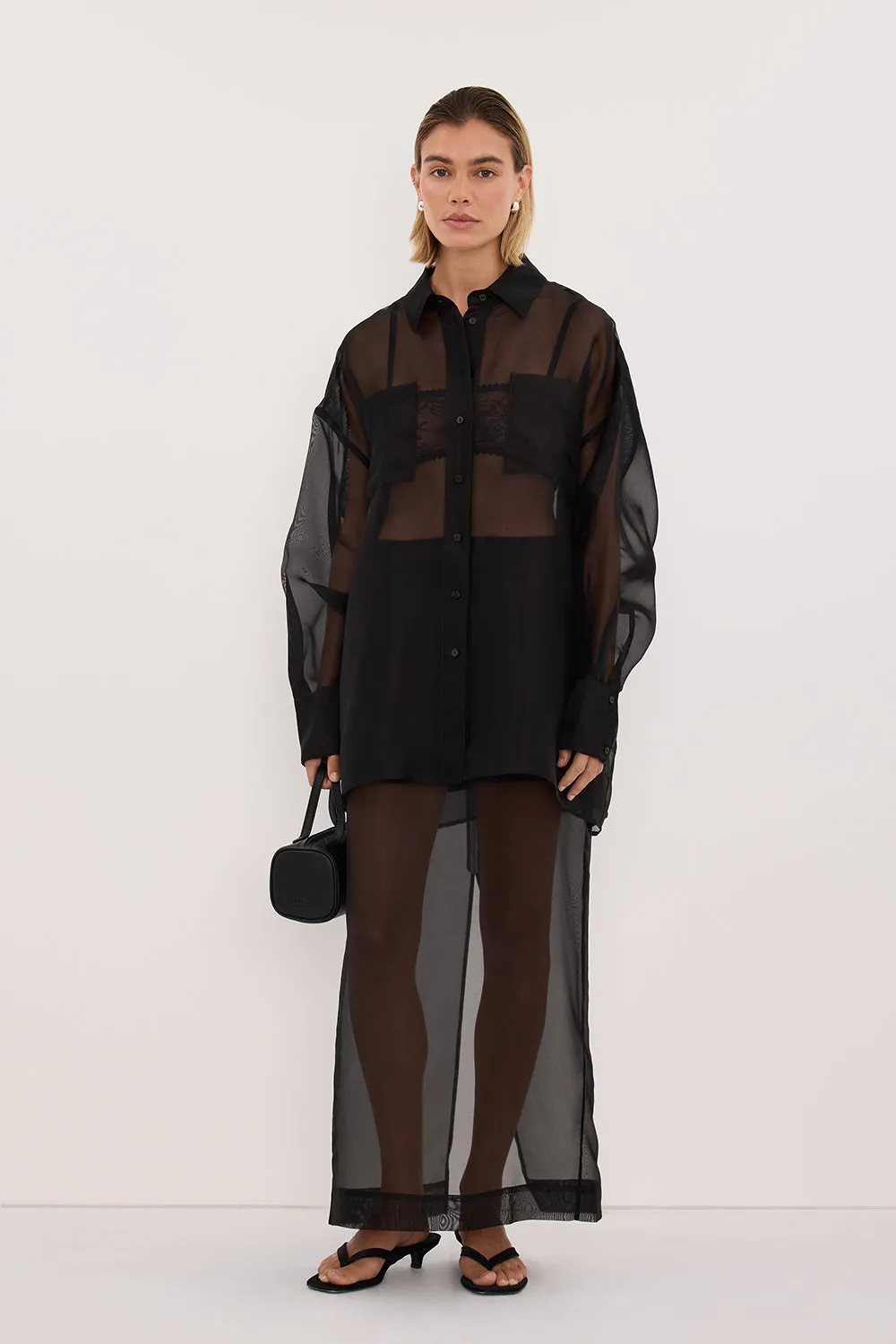 SIAN BLACK SILK ORGANZA SHIRT sold by Dissh product image thumbnail 2