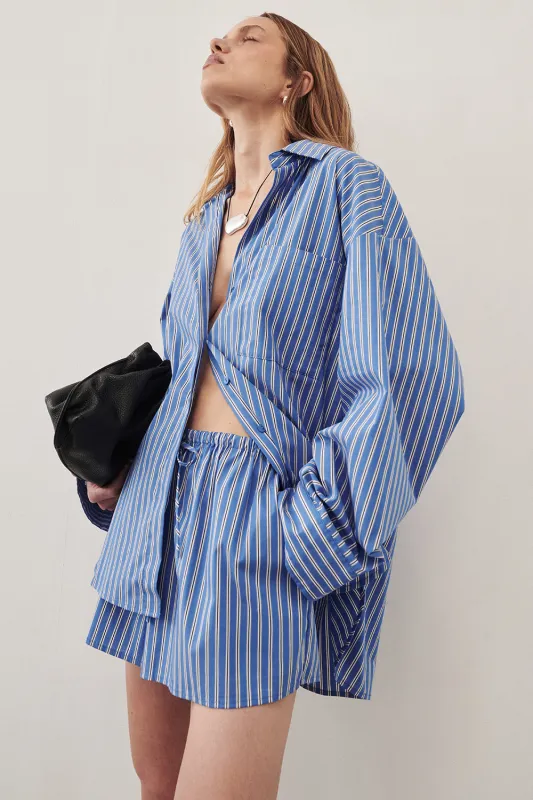 MISHA AZURE BLUE STRIPE SHORT sold by Dissh