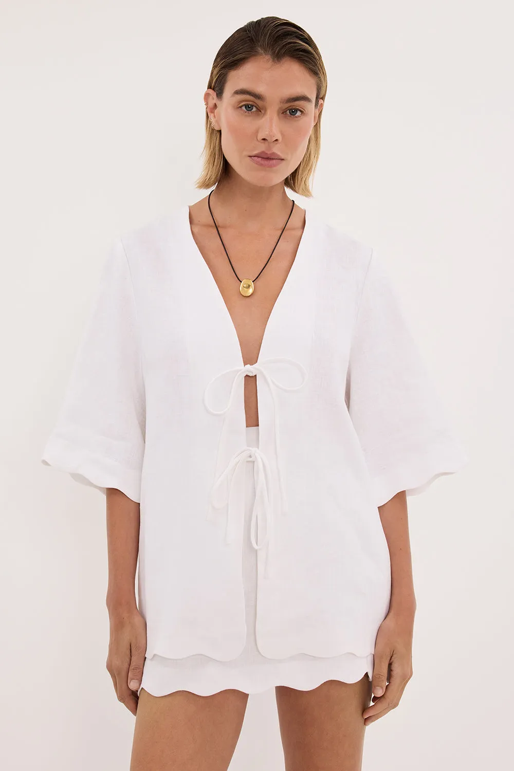 LELA WHITE LINEN SKORT sold by Dissh product image thumbnail 2