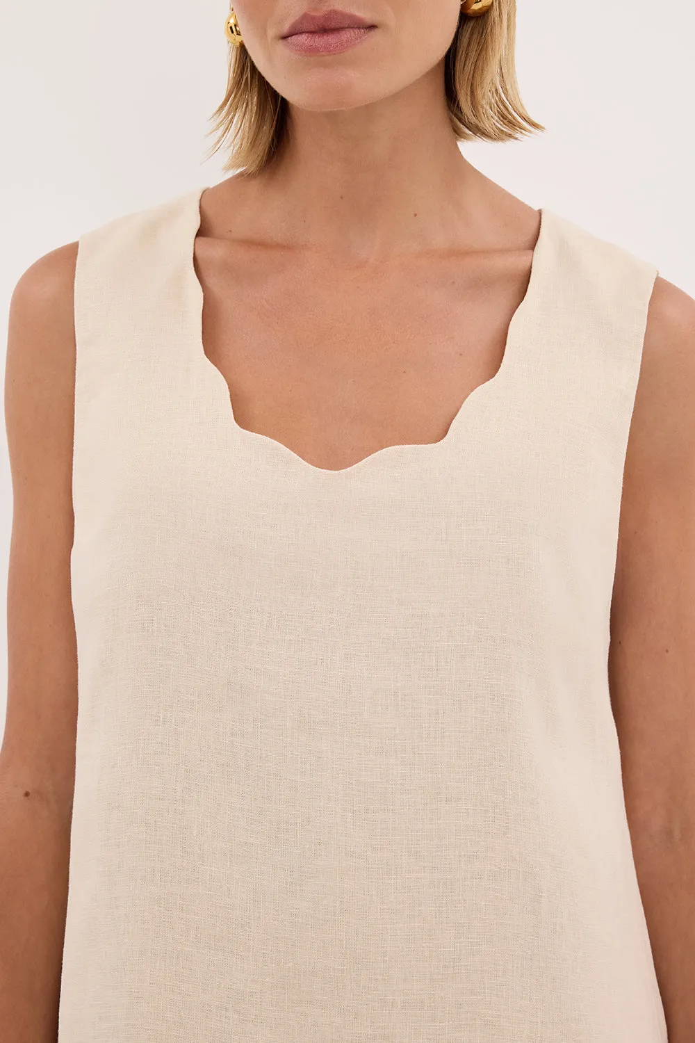 LELA SANDSTONE SLEEVELESS LINEN MINI DRESS sold by Dissh product image thumbnail 5