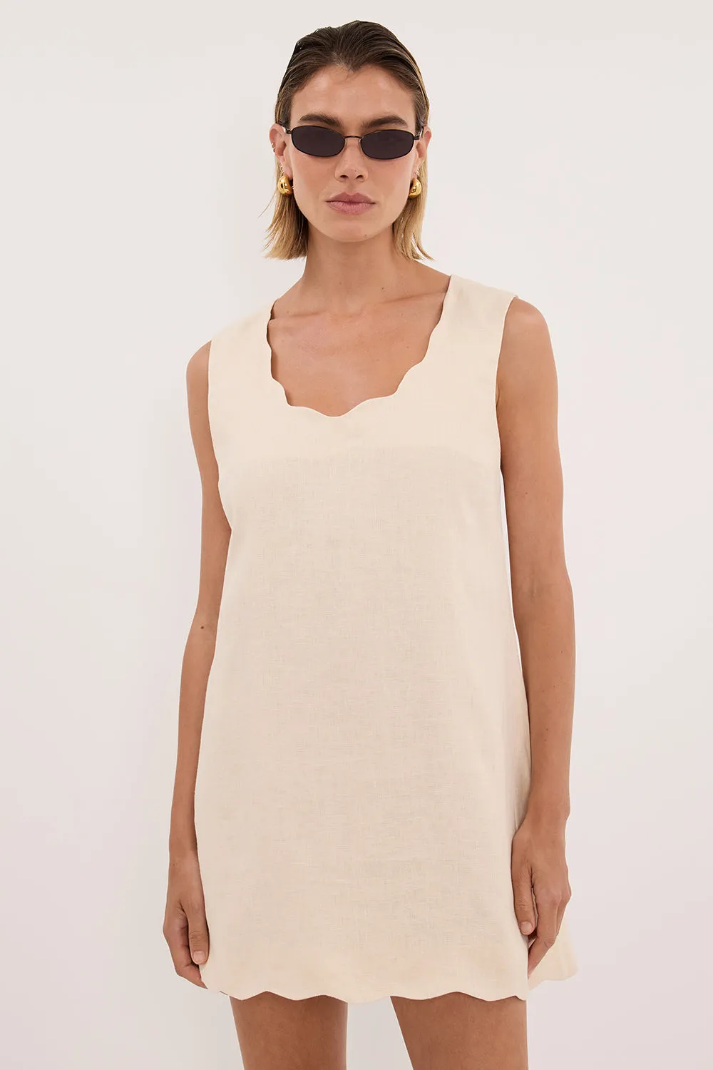 LELA SANDSTONE SLEEVELESS LINEN MINI DRESS sold by Dissh product image thumbnail 2