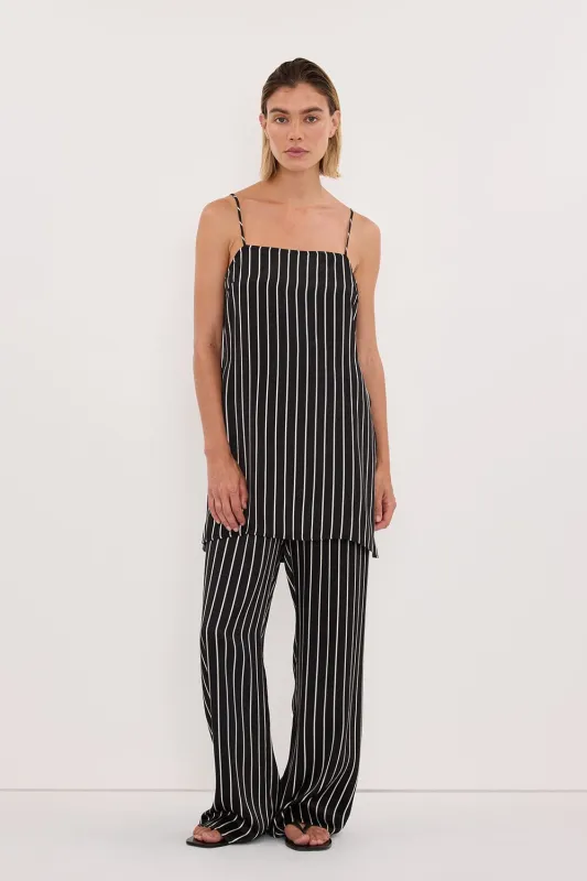 ADRIENNE BLACK STRIPE SILK CAMI made by Dissh