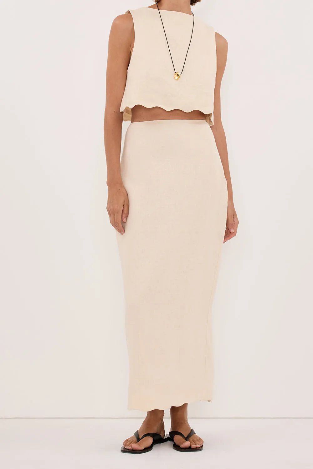 LELA SANDSTONE LINEN MIDI SKIRT sold by Dissh product image thumbnail 2