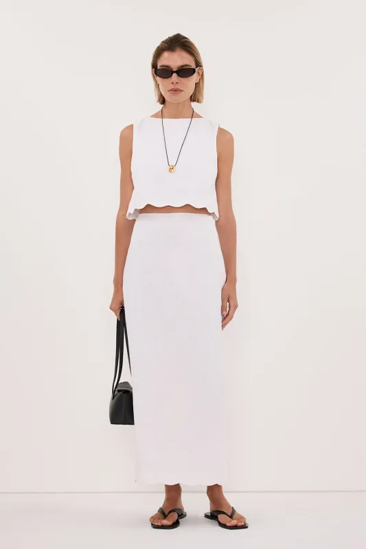 LELA WHITE LINEN CROP TOP made by Dissh