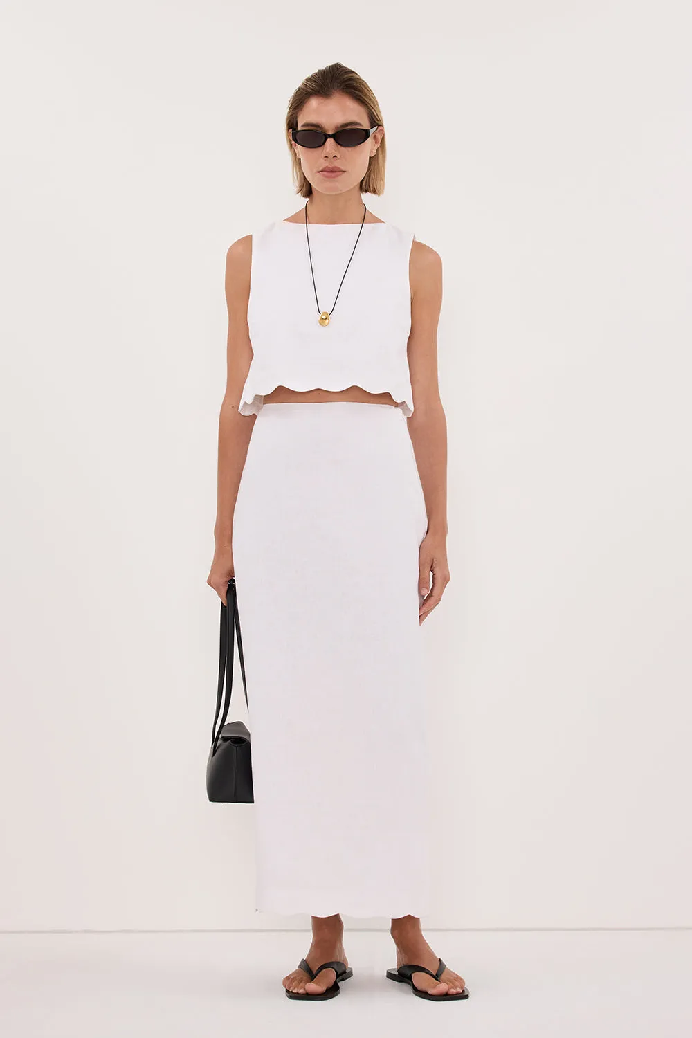 LELA WHITE LINEN CROP TOP sold by Dissh
